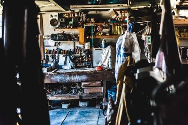 photo of a messy and well used workshop