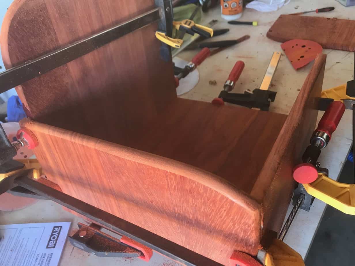 photo of a book storage case being made with Paduak